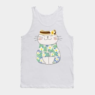 Cute Cat in Hawaiian Shirt Tank Top